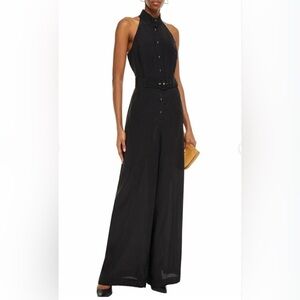 Zimmermann Black Halter Wide-Leg Jumpsuit with Belt